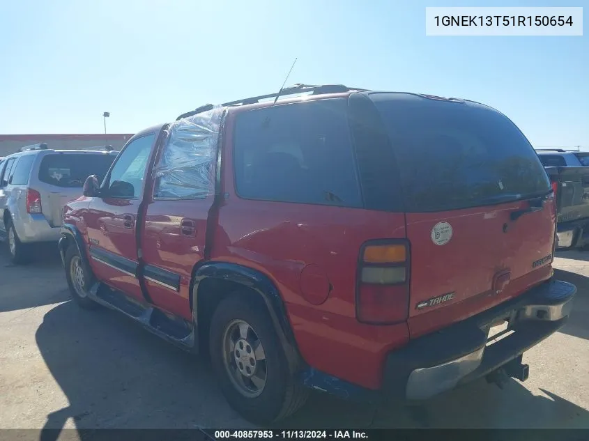 2001 Chevrolet Tahoe Lt VIN: 1GNEK13T51R150654 Lot: 40857953