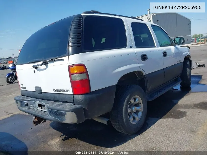 2002 Chevrolet Tahoe Ls VIN: 1GNEK13Z72R206955 Lot: 39813811