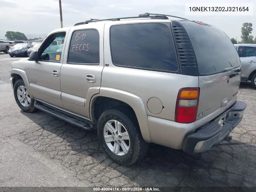 2002 Chevrolet Tahoe Lt VIN: 1GNEK13Z02J321654 Lot: 40004174