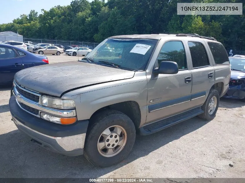 2002 Chevrolet Tahoe Ls VIN: 1GNEK13Z52J247194 Lot: 40177299