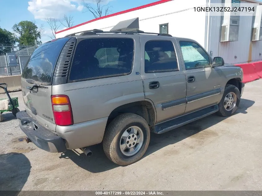 2002 Chevrolet Tahoe Ls VIN: 1GNEK13Z52J247194 Lot: 40177299