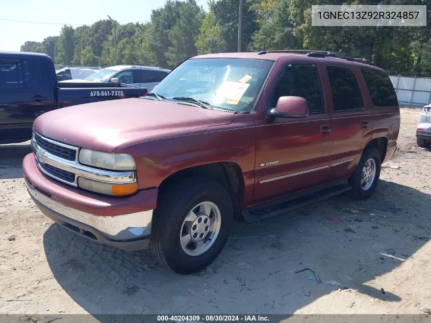 2002 Chevrolet Tahoe Lt VIN: 1GNEC13Z92R324857 Lot: 40204309