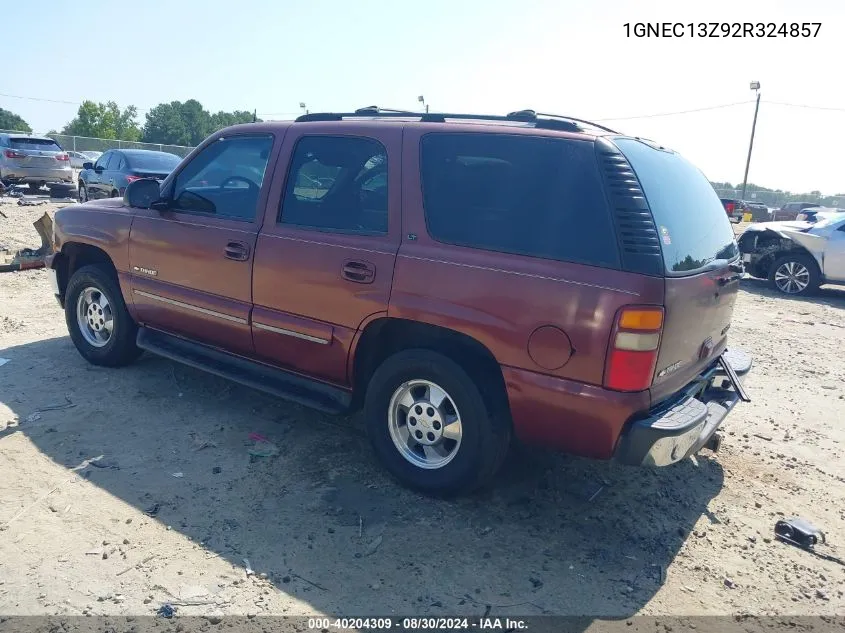 2002 Chevrolet Tahoe Lt VIN: 1GNEC13Z92R324857 Lot: 40204309