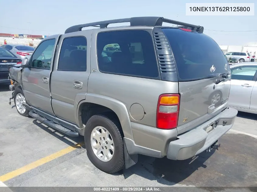 2002 Chevrolet Tahoe Z71 VIN: 1GNEK13T62R125800 Lot: 40221409