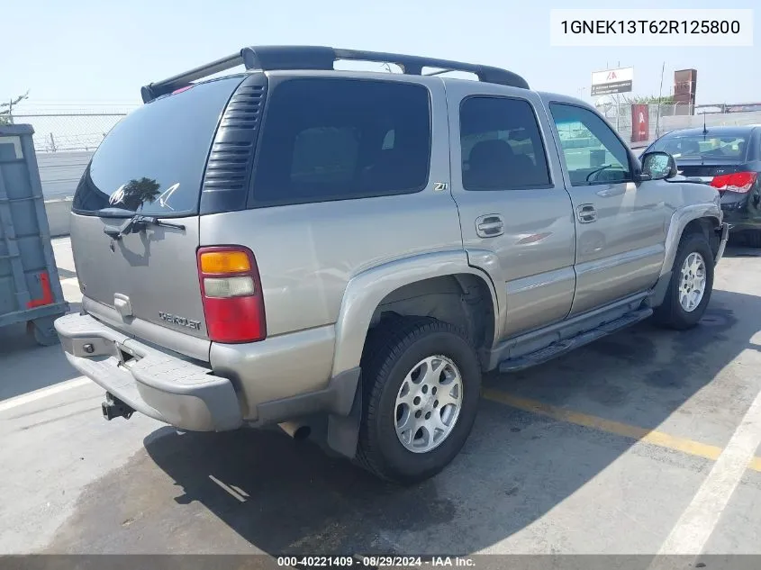 2002 Chevrolet Tahoe Z71 VIN: 1GNEK13T62R125800 Lot: 40221409