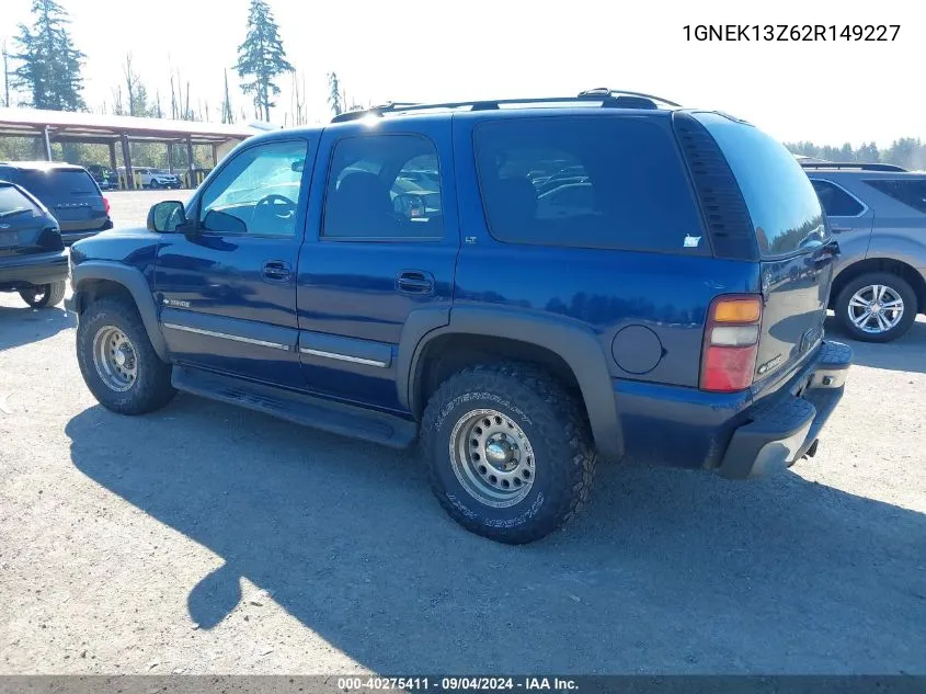 2002 Chevrolet Tahoe Lt VIN: 1GNEK13Z62R149227 Lot: 40275411