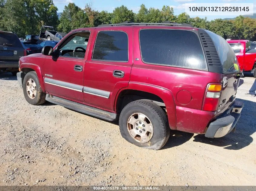 2002 Chevrolet Tahoe Ls VIN: 1GNEK13Z12R258145 Lot: 40315379