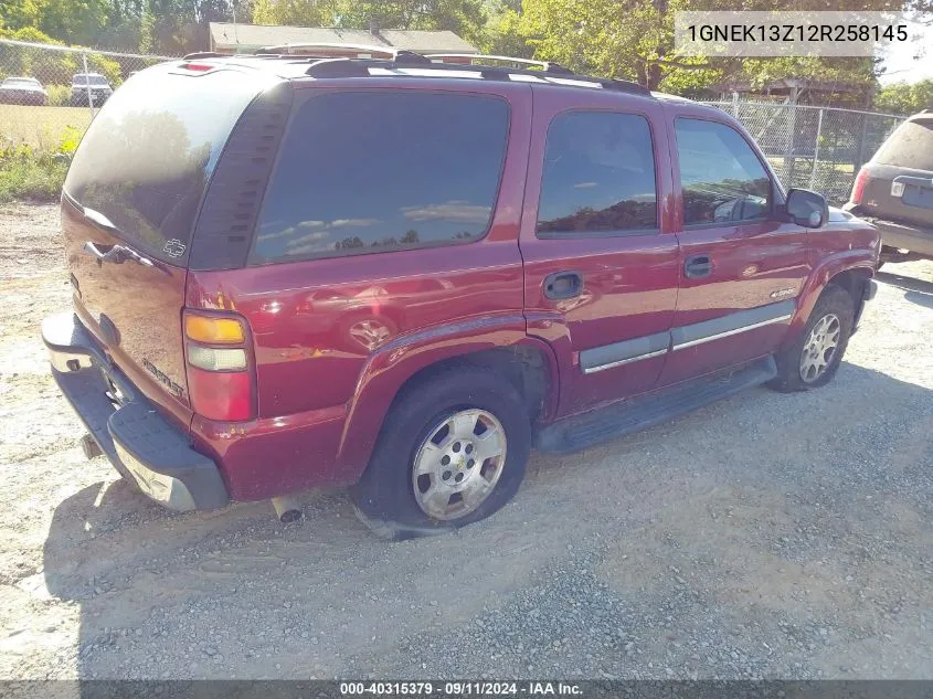 2002 Chevrolet Tahoe Ls VIN: 1GNEK13Z12R258145 Lot: 40315379