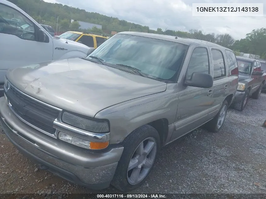 2002 Chevrolet Tahoe Lt VIN: 1GNEK13Z12J143138 Lot: 40317116