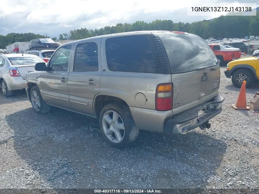 2002 Chevrolet Tahoe Lt VIN: 1GNEK13Z12J143138 Lot: 40317116