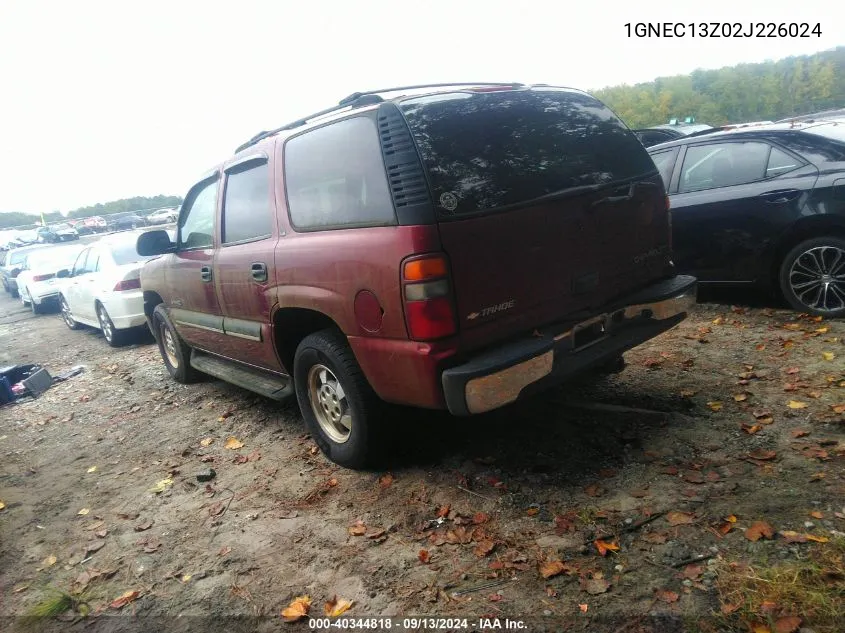 2002 Chevrolet Tahoe C1500 VIN: 1GNEC13Z02J226024 Lot: 40344818