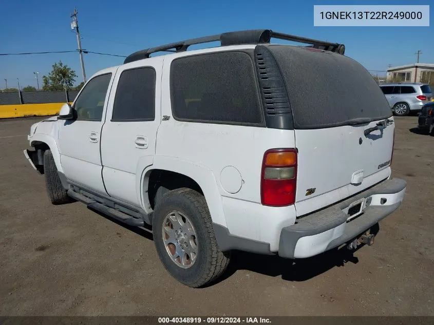 2002 Chevrolet Tahoe Z71 VIN: 1GNEK13T22R249000 Lot: 40348919