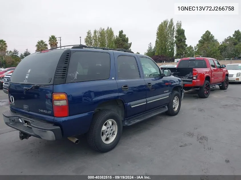 2002 Chevrolet Tahoe Ls VIN: 1GNEC13V72J266758 Lot: 40382515