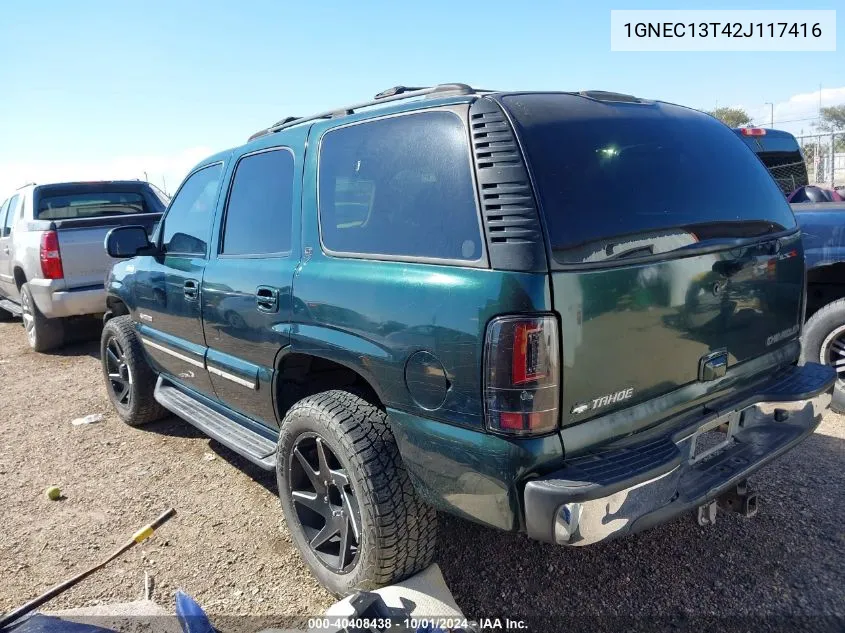 2002 Chevrolet Tahoe Lt VIN: 1GNEC13T42J117416 Lot: 40408438