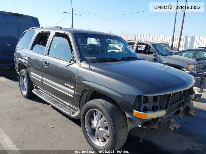 2002 Chevrolet Tahoe Ls VIN: 1GNEC13T32R180332 Lot: 40489824