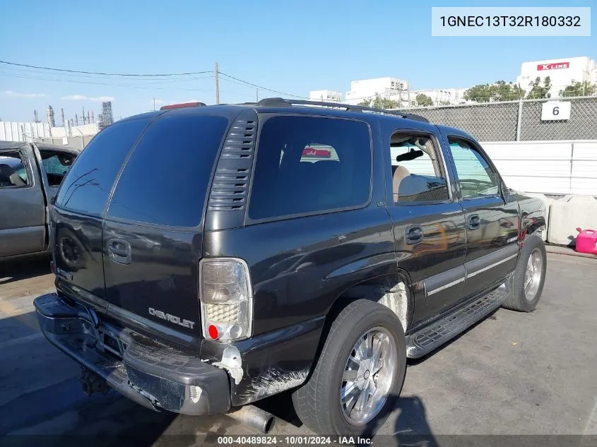 2002 Chevrolet Tahoe Ls VIN: 1GNEC13T32R180332 Lot: 40489824