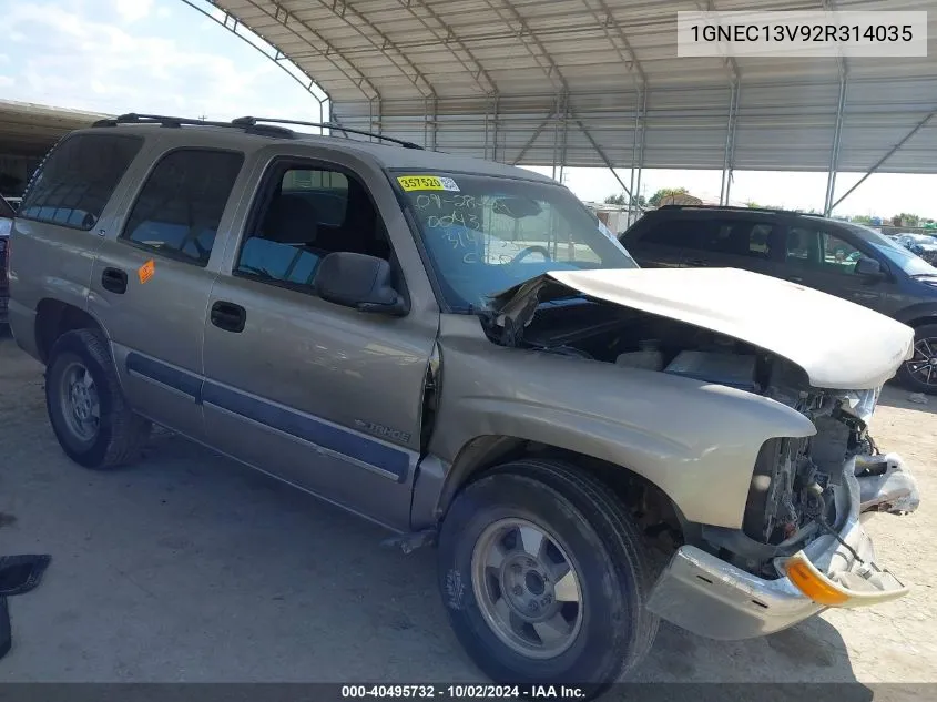 2002 Chevrolet Tahoe Ls VIN: 1GNEC13V92R314035 Lot: 40495732