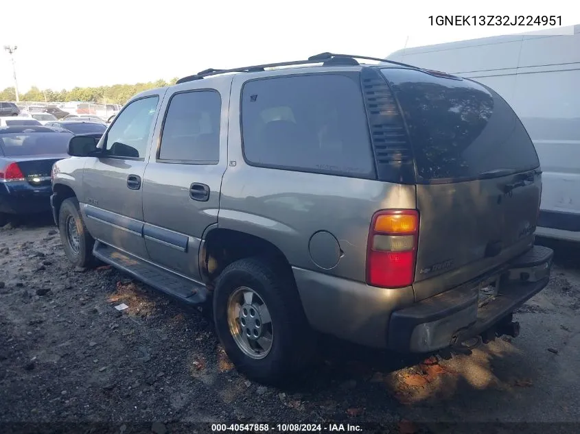 2002 Chevrolet Tahoe Ls VIN: 1GNEK13Z32J224951 Lot: 40547858