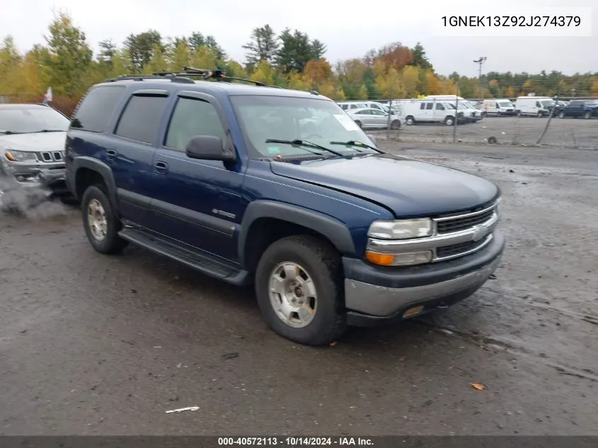 2002 Chevrolet Tahoe Lt VIN: 1GNEK13Z92J274379 Lot: 40572113