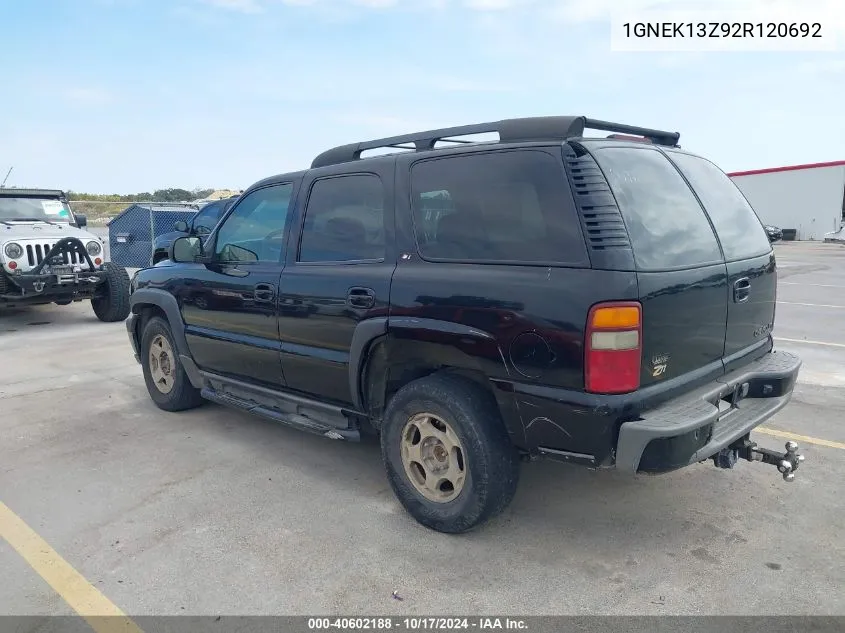 2002 Chevrolet Tahoe Z71 VIN: 1GNEK13Z92R120692 Lot: 40602188