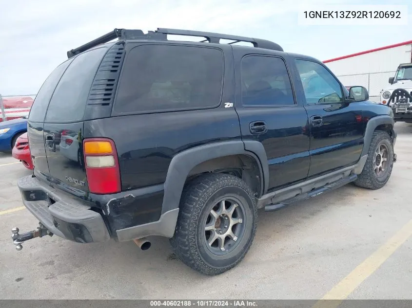 2002 Chevrolet Tahoe Z71 VIN: 1GNEK13Z92R120692 Lot: 40602188