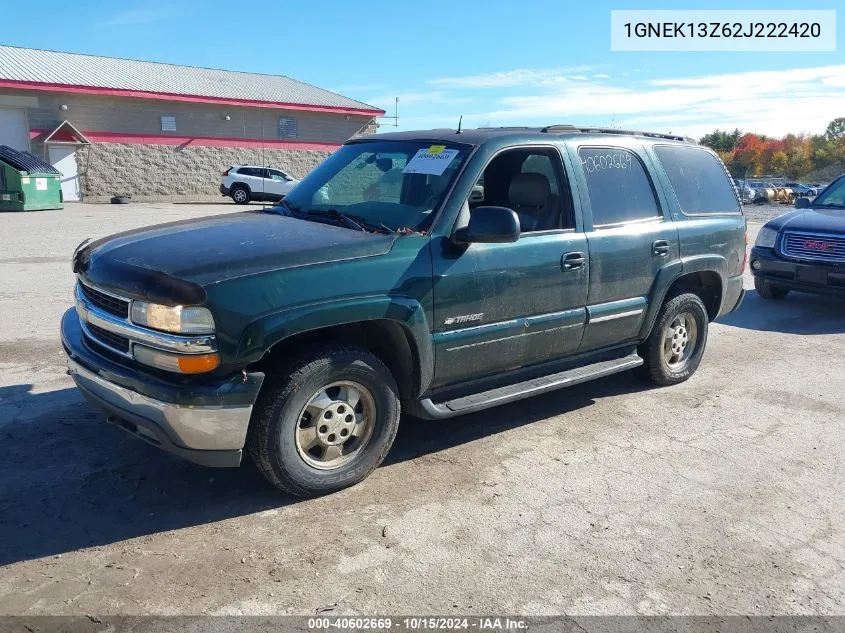 2002 Chevrolet Tahoe Lt VIN: 1GNEK13Z62J222420 Lot: 40602669