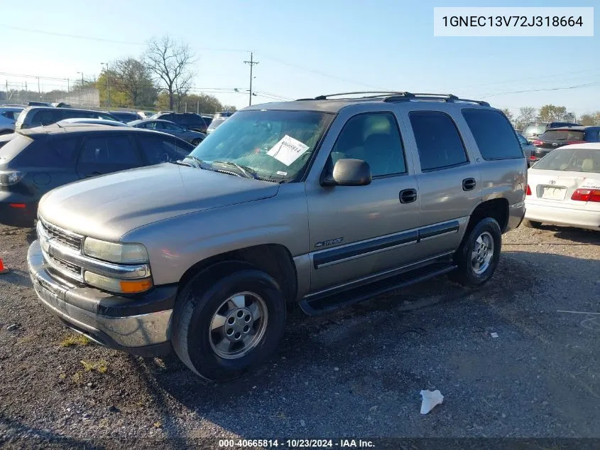 2002 Chevrolet Tahoe Ls VIN: 1GNEC13V72J318664 Lot: 40665814