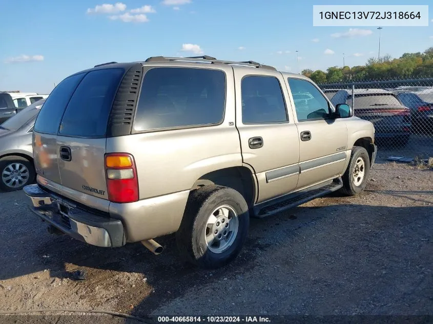 2002 Chevrolet Tahoe Ls VIN: 1GNEC13V72J318664 Lot: 40665814