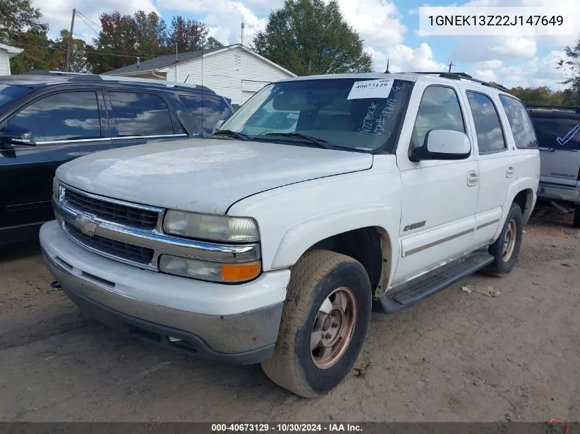 2002 Chevrolet Tahoe Lt VIN: 1GNEK13Z22J147649 Lot: 40673129