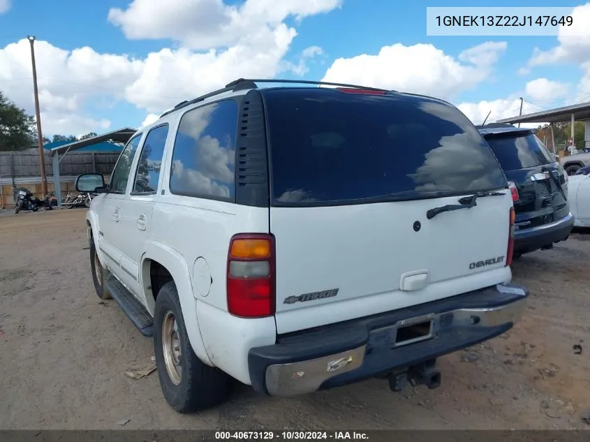 2002 Chevrolet Tahoe Lt VIN: 1GNEK13Z22J147649 Lot: 40673129