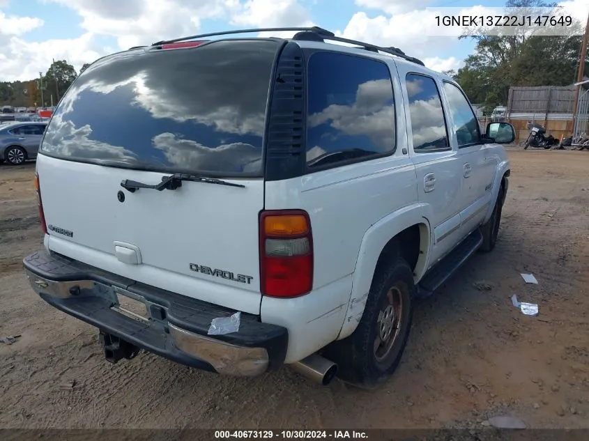 2002 Chevrolet Tahoe Lt VIN: 1GNEK13Z22J147649 Lot: 40673129