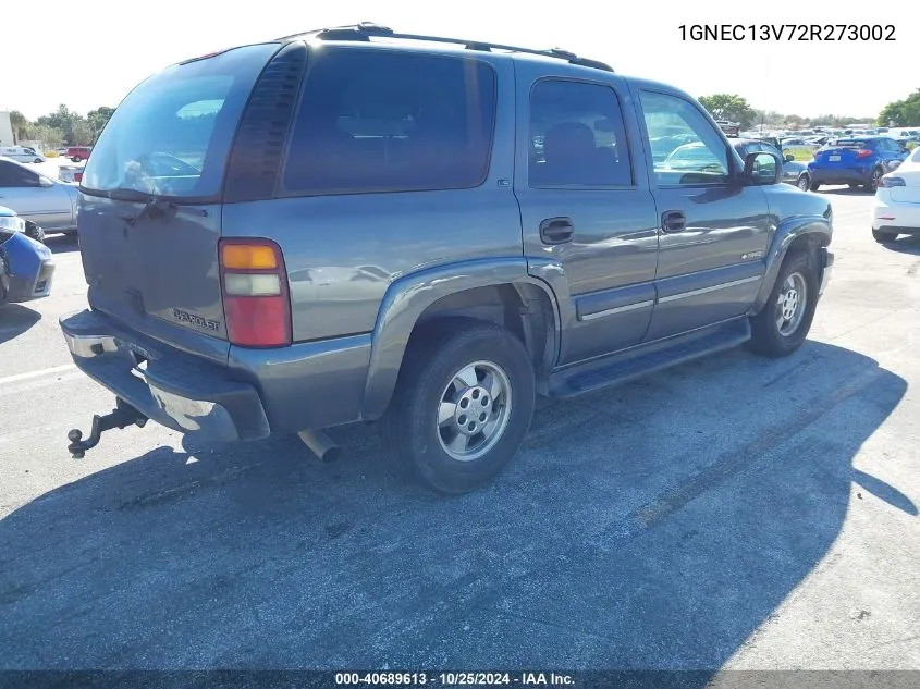 2002 Chevrolet Tahoe Ls VIN: 1GNEC13V72R273002 Lot: 40689613