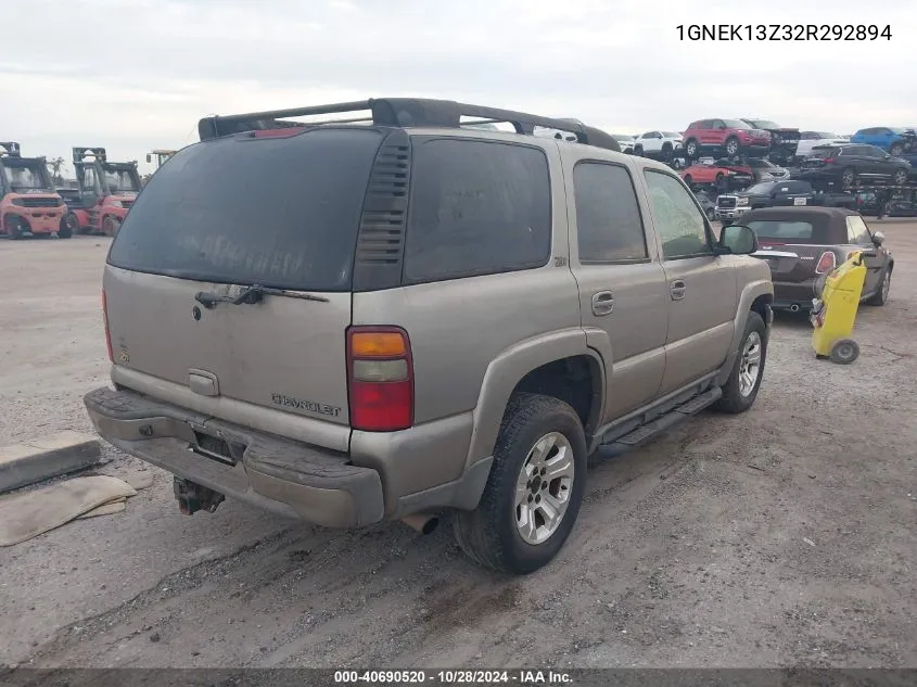 2002 Chevrolet Tahoe K1500 VIN: 1GNEK13Z32R292894 Lot: 40690520