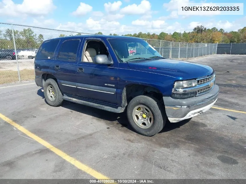 2002 Chevrolet Tahoe Ls VIN: 1GNEK13Z62R203335 Lot: 40709020