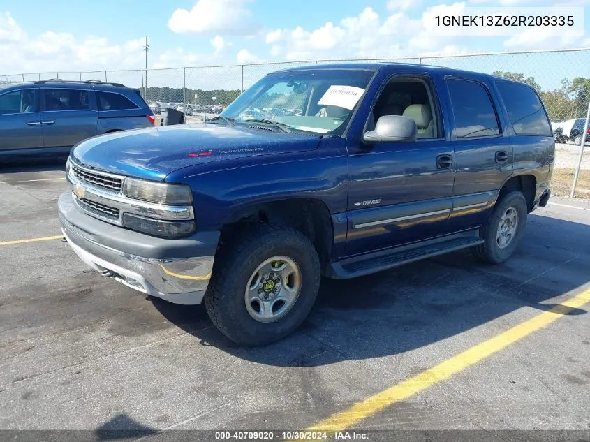 2002 Chevrolet Tahoe Ls VIN: 1GNEK13Z62R203335 Lot: 40709020