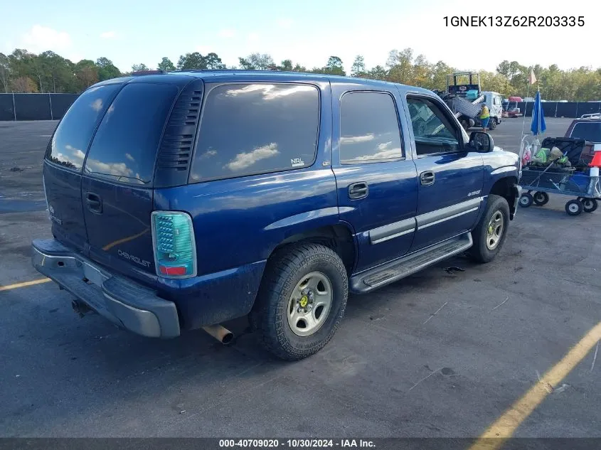 2002 Chevrolet Tahoe Ls VIN: 1GNEK13Z62R203335 Lot: 40709020