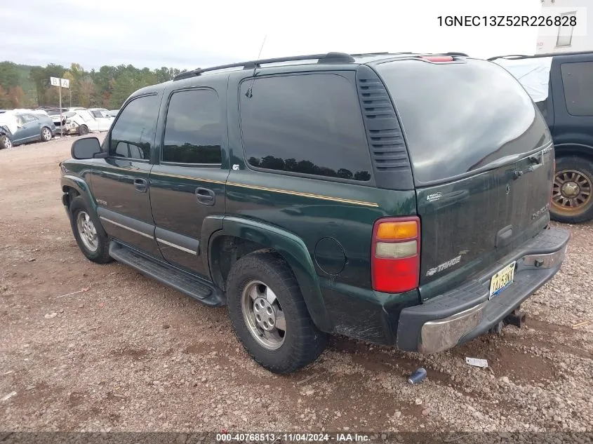 2002 Chevrolet Tahoe Ls VIN: 1GNEC13Z52R226828 Lot: 40768513