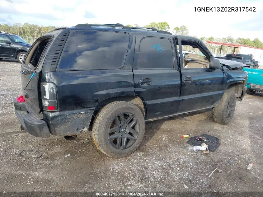 2002 Chevrolet Tahoe Z71 VIN: 1GNEK13Z02R317542 Lot: 40771281