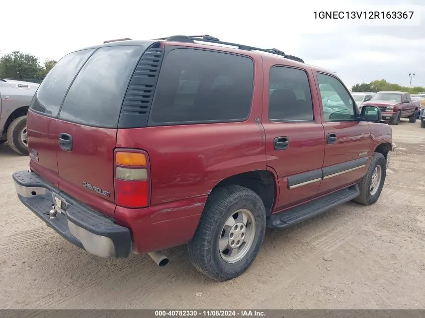 2002 Chevrolet Tahoe Ls VIN: 1GNEC13V12R163367 Lot: 40782330