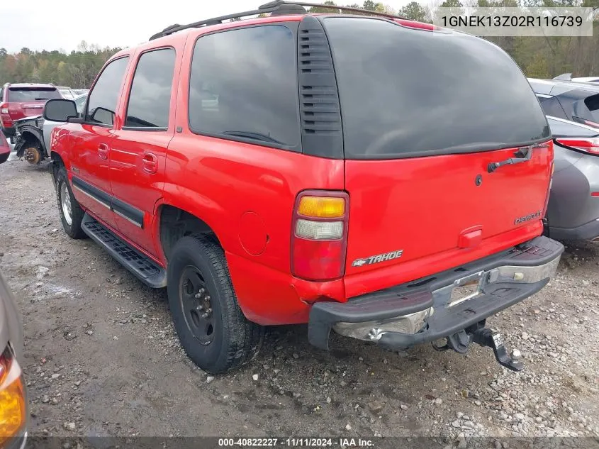 2002 Chevrolet Tahoe Lt VIN: 1GNEK13Z02R116739 Lot: 40822227