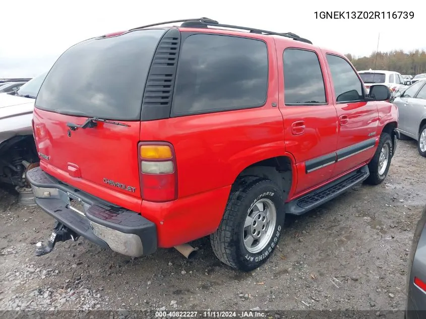 2002 Chevrolet Tahoe Lt VIN: 1GNEK13Z02R116739 Lot: 40822227