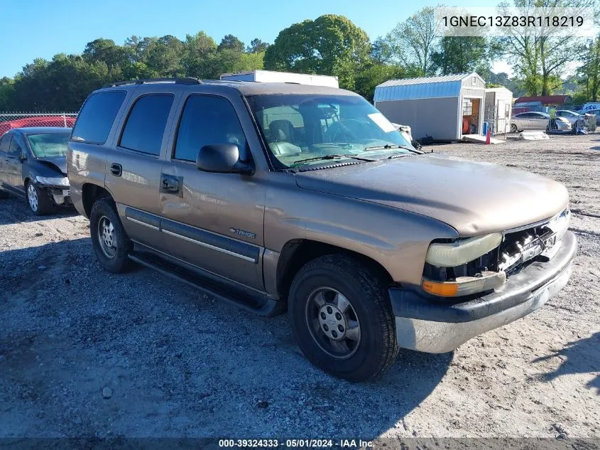 2003 Chevrolet Tahoe Ls VIN: 1GNEC13Z83R118219 Lot: 39324333