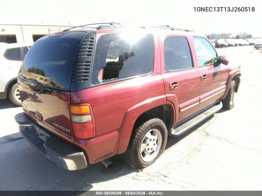 2003 Chevrolet Tahoe Lt VIN: 1GNEC13T13J260518 Lot: 39336300