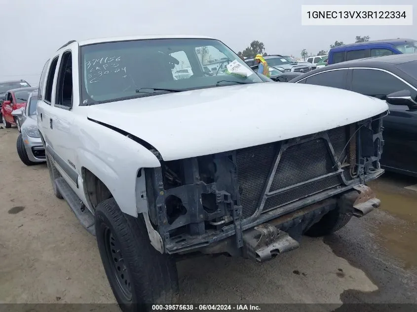 2003 Chevrolet Tahoe Ls VIN: 1GNEC13VX3R122334 Lot: 39575638