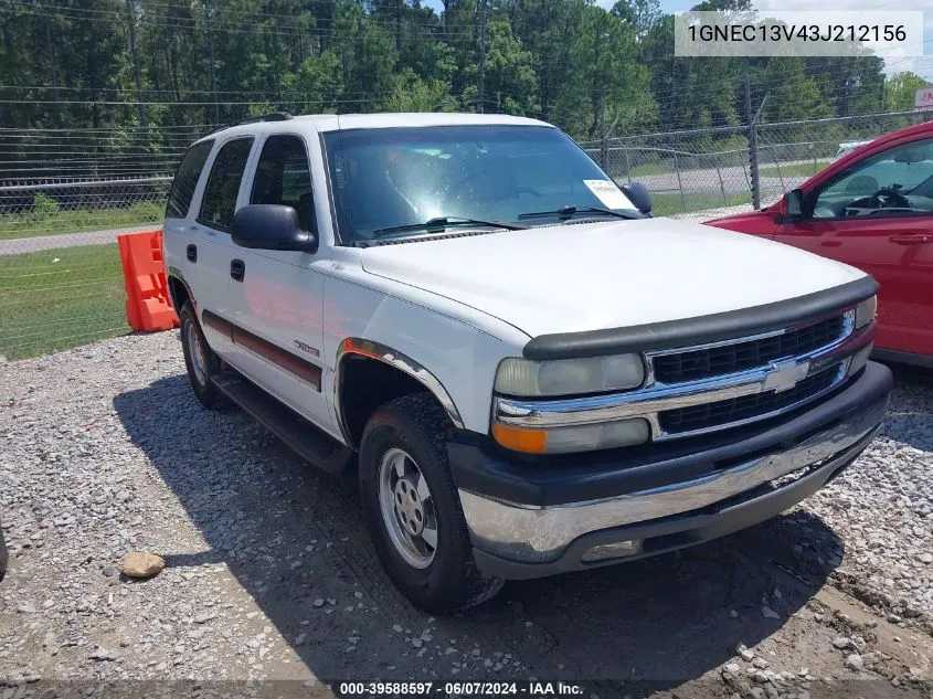 1GNEC13V43J212156 2003 Chevrolet Tahoe Ls