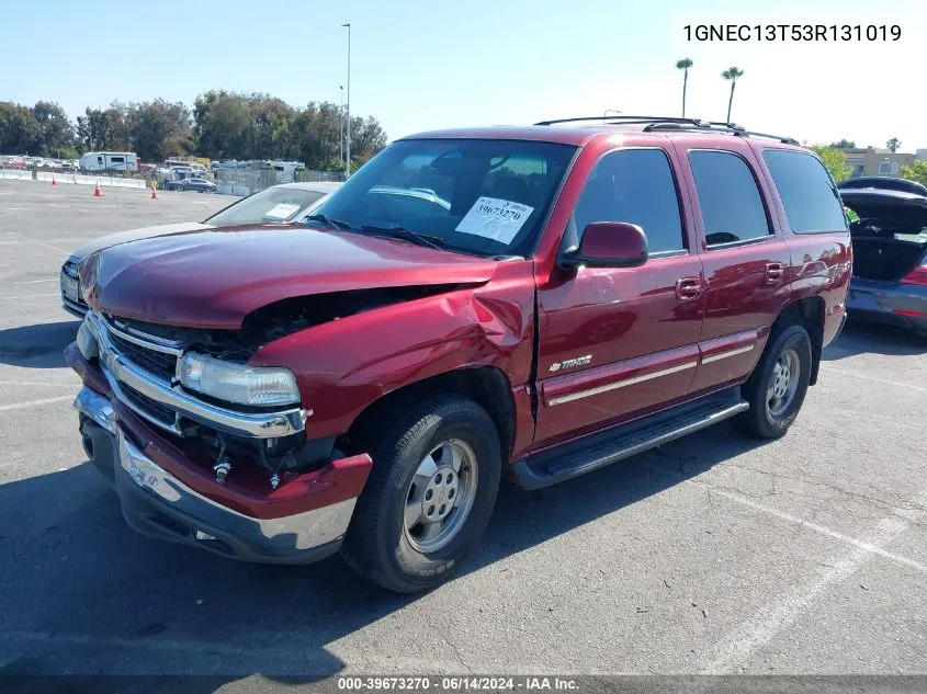 1GNEC13T53R131019 2003 Chevrolet Tahoe Lt