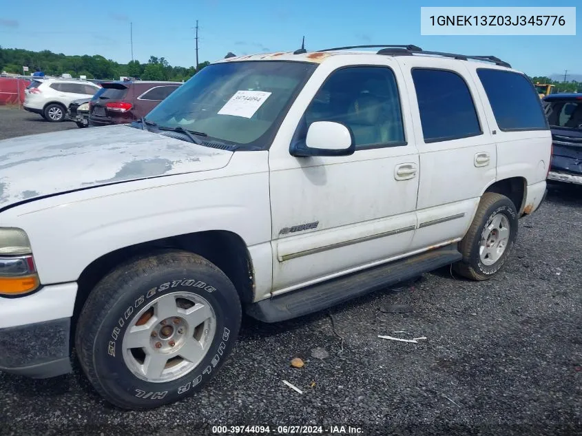 2003 Chevrolet Tahoe Lt VIN: 1GNEK13Z03J345776 Lot: 39744094