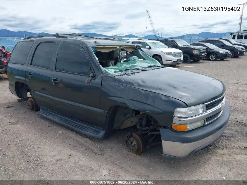 2003 Chevrolet Tahoe Lt VIN: 1GNEK13Z63R195402 Lot: 39751862