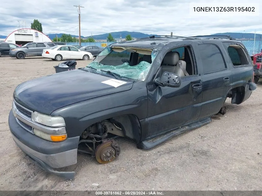 2003 Chevrolet Tahoe Lt VIN: 1GNEK13Z63R195402 Lot: 39751862