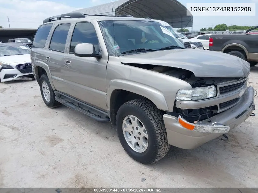 2003 Chevrolet Tahoe Z71 VIN: 1GNEK13Z43R152208 Lot: 39801443